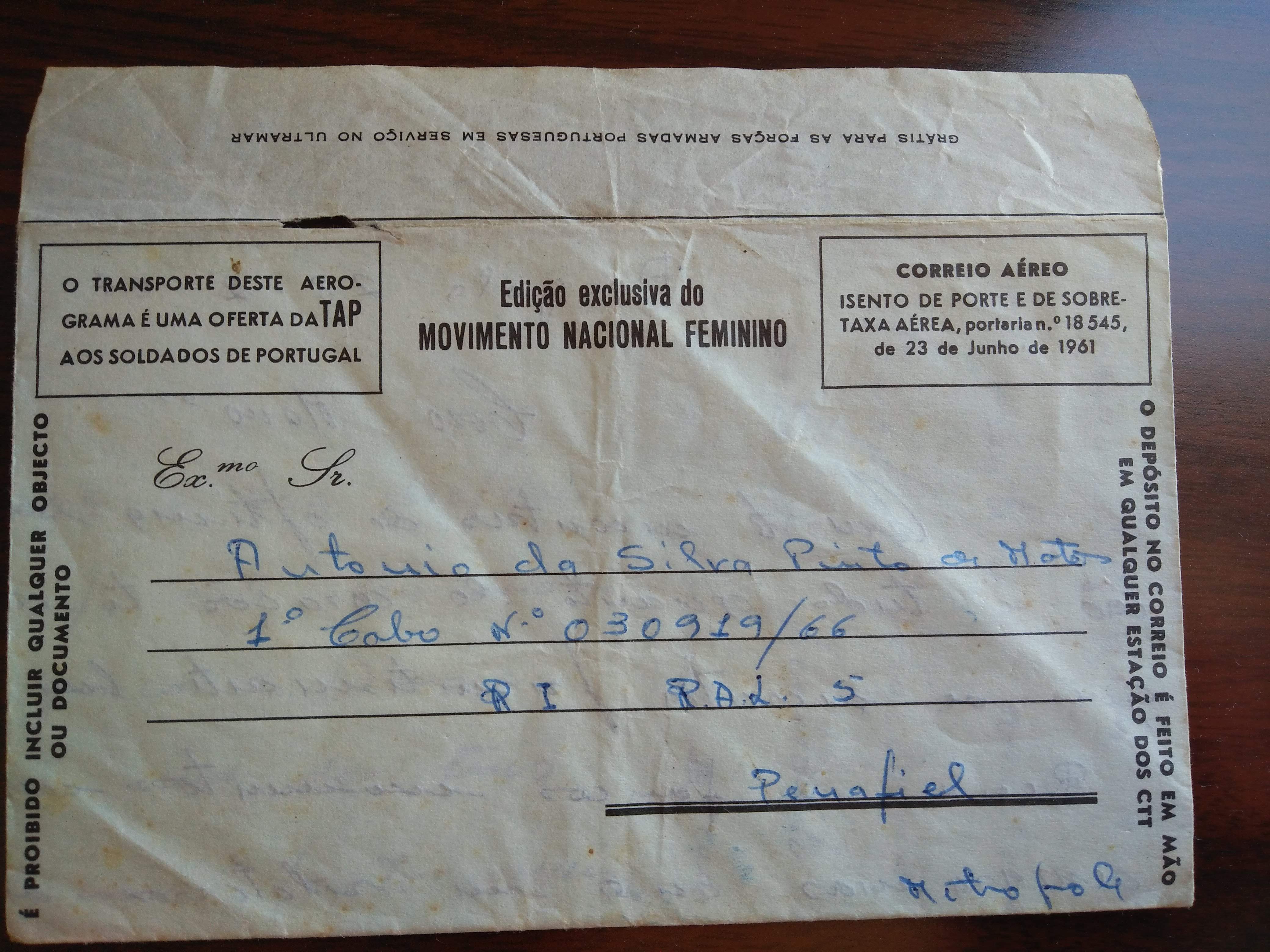 Aerogramas do tempo da guerra